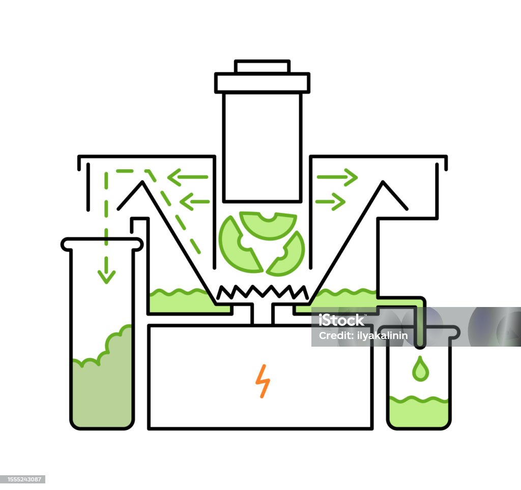 Juice Machine Printable Juicer Scheme Device Working Principle Editable Outline Stroke Vector ...
