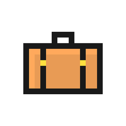 istock Pixel art suitcase icon isolated on white background - vector sign symbol design 1555294785