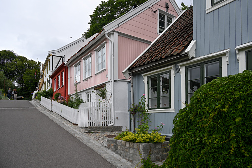 Oslo, Norway, July 4, 2023 - The idyllic street called Telthusbakken in Oslo, Norway.