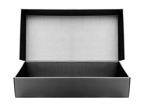 istock Open view black box isolated on white background with clipping path 1555299046
