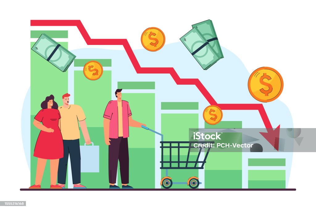 Falling Purchasing Power Upset Customers With Falling Purchasing Power Graph Stock Illustration ...