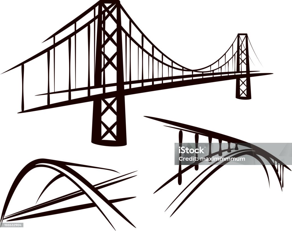 set of bridges simple illustration with a set of bridges Bridge - Built Structure stock vector