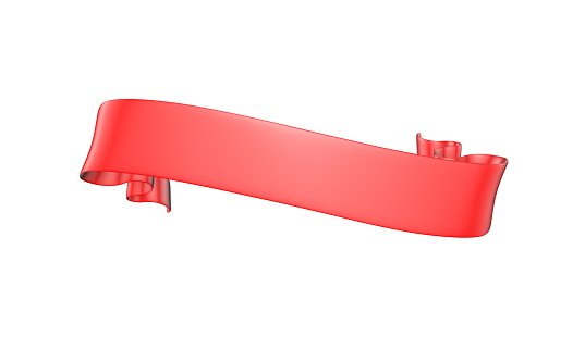 Red detailed curved ribbon isolated on white background