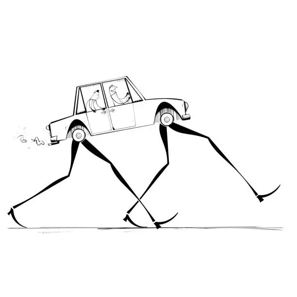 Vector illustration of Walking Car