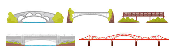 inny most jako struktura do rozpinania fizycznego zestawu wektorów przeszkód - sea passage obrazy stock illustrations