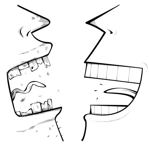 Vector illustration of Bad Teeth Good Teeth