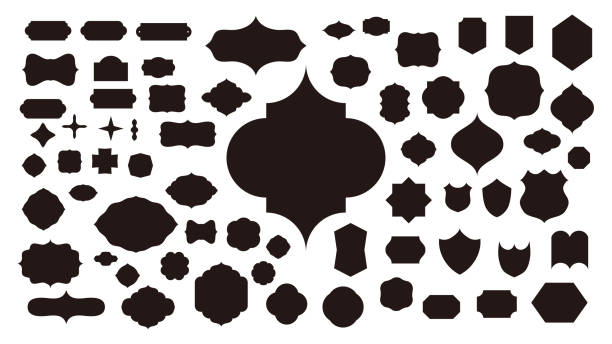 Simple title frame frames in various shapes. Vector illustration material set Simple title frame frames in various shapes. Geometric marks, icons and badges. double-photo-frame stock illustrations