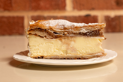 Slice of baklava cheesecake