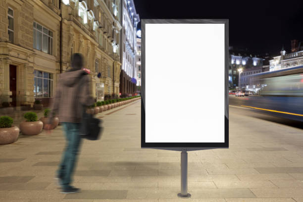 istock Blank street billboard at night. 1555346822