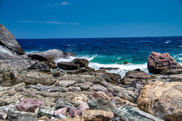 Agios Ioannis Beach and coastline in Skopelos, Greece.