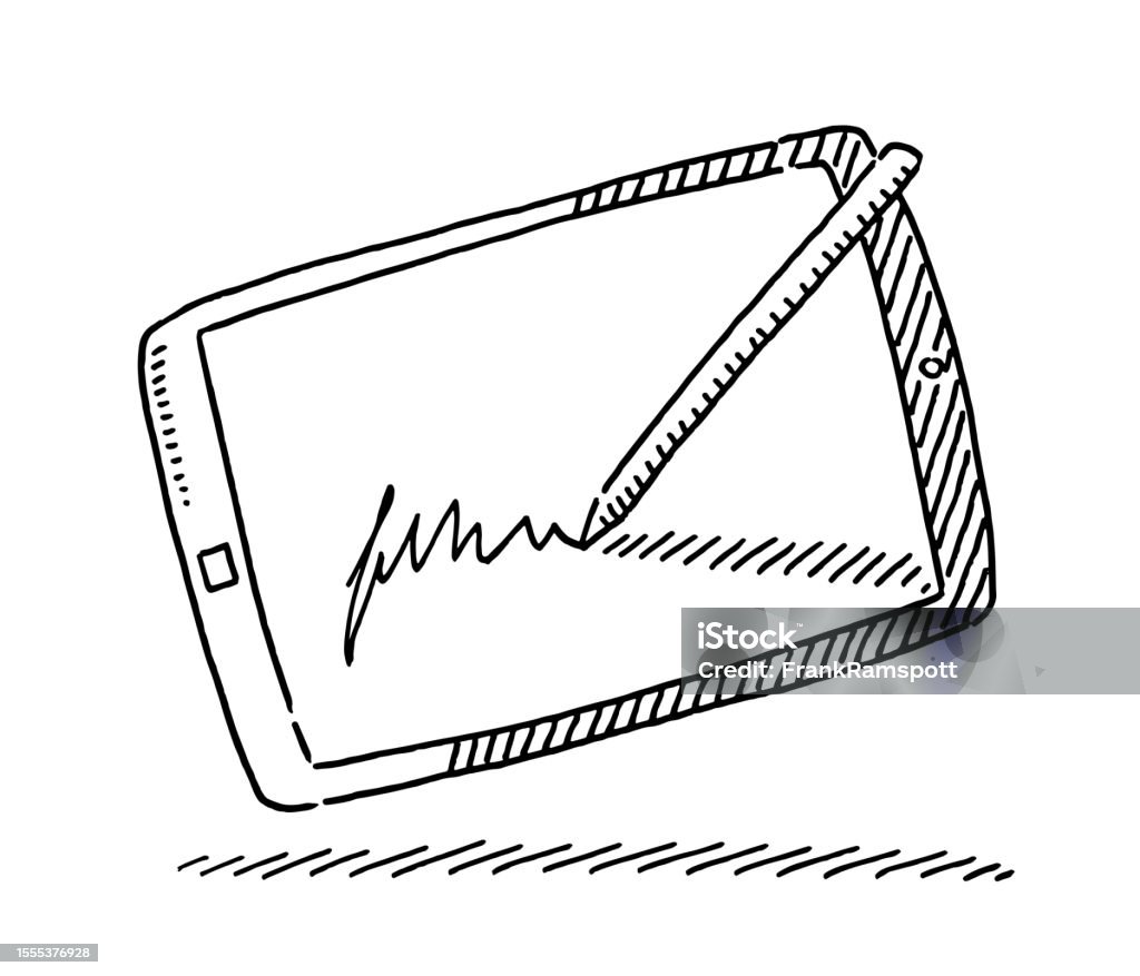 Computer Signature Drawing Tablet Pc Signature Digital Pen Drawing Stock Illustration - Download ...