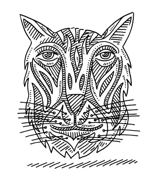 Vector illustration of Wildcat Mask Drawing