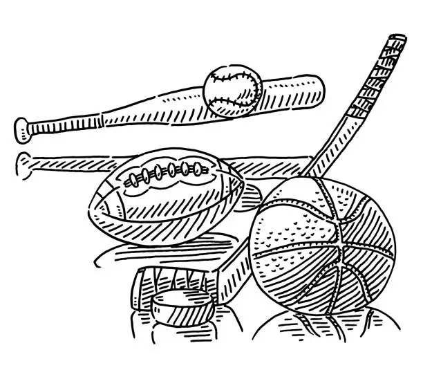 Vector illustration of US Sports Symbol Drawing