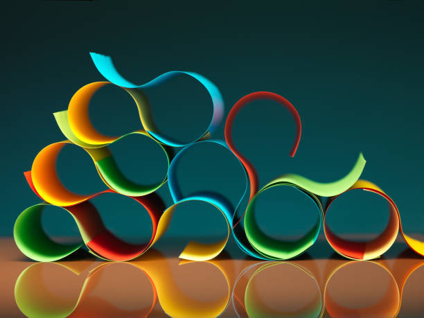 istock curved, colorful sheets of paper with reflexions 155541239