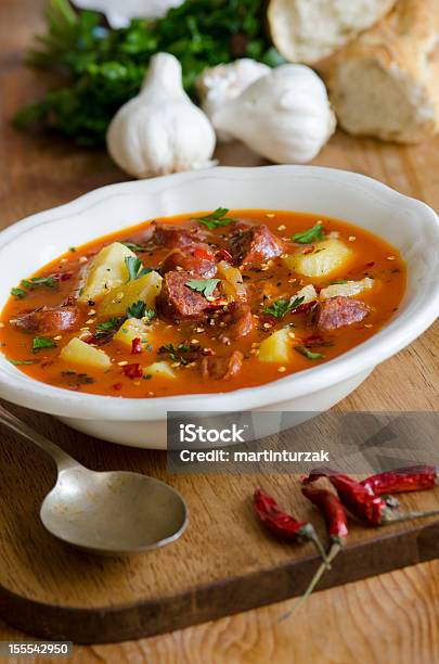 Spanish Soup Stock Photo - Download Image Now - Potato Soup, Boiled Potato, Bowl