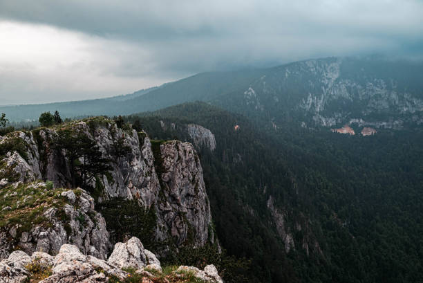 istock Deep  canyon in Durmitor National Park with moody skyline 1555432055