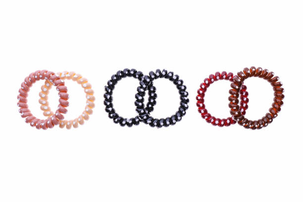Set of hair ties, spiral isolated on white background.