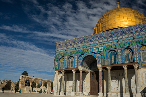 Horizontal view of the Dome of the Rock on the Temple Mount in the Old City of Jerusalem