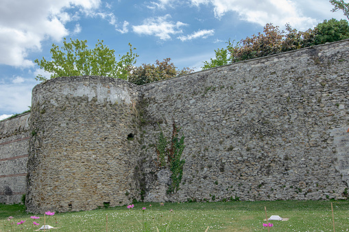 old roman fortress wall around the town of Meaux on the river Marne in the department of Seine-et-Marne in France