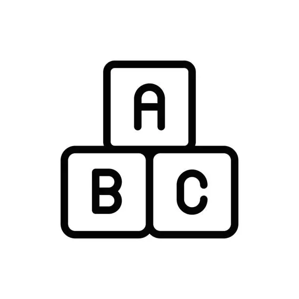 Vector illustration of Alphabet Cubes line icon