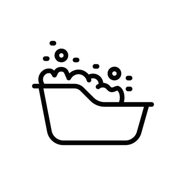 Vector illustration of Baby bathtub line icon