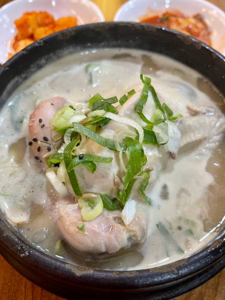 Samgyetang with Kimchi, Korean Food, Seoul Korea 삼계탕