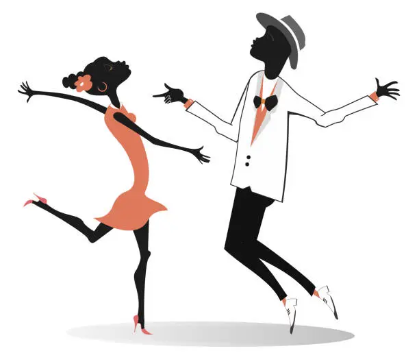 Vector illustration of Romantic dancing young African couple illustration