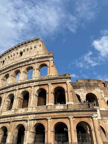 One of the most famous buildings in Rome, the Colosseum. Photographed on a sunny day in the summer. Clear and high resolution shot.