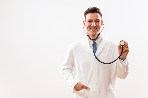 Portrait of young doctor  with stethoscope.