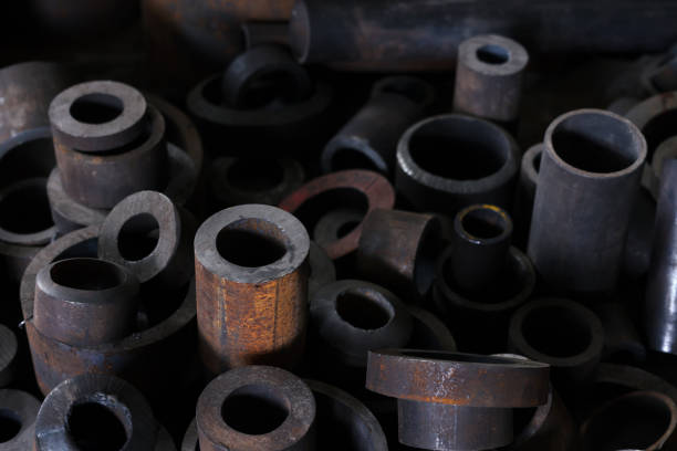 Steel pipe in the factory warehouse