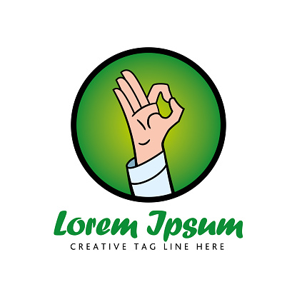 Vector Illustration of a Comic Hand Giving The OK Sign Brand Design Template