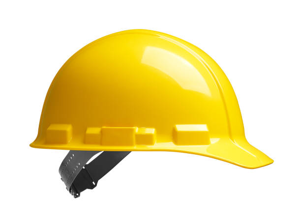 istock Side view of yellow safety helmet 1555483039