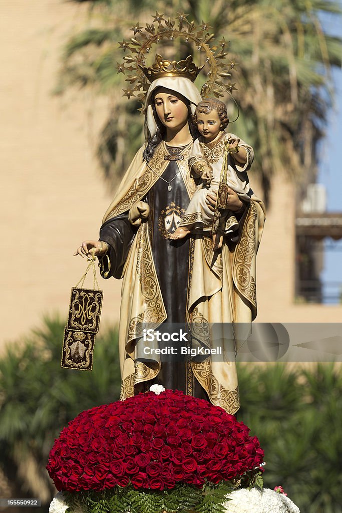 Virgin of Carmen Religious image of the Virgin during the 'Virgen del Carmen' festival Virgin Mary Stock Photo