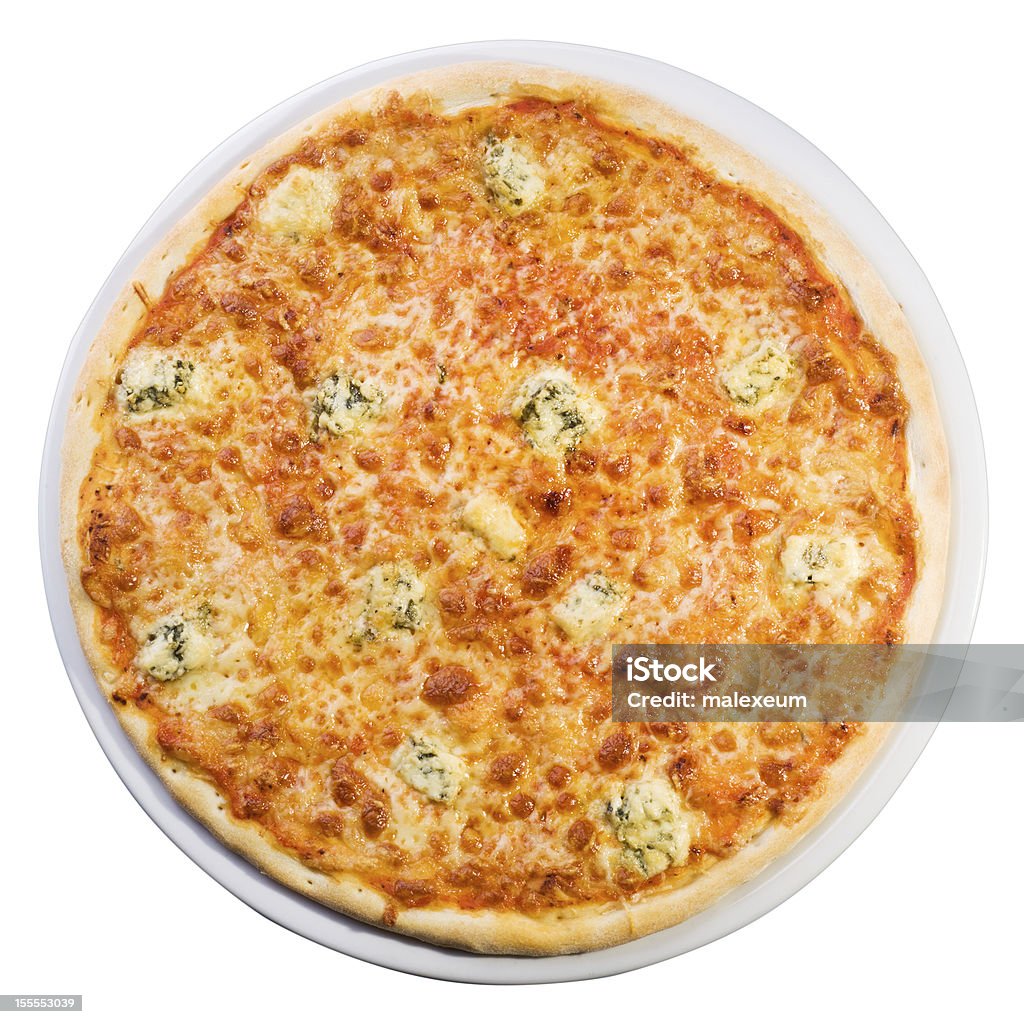 Pizza quattro formaggi a partir do topo - Royalty-free Fundo Branco Foto de stock