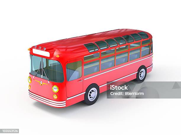 레드 복고풍 버스 3차원 형태에 대한 스톡 사진 및 기타 이미지 - 3차원 형태, 버스, 0명