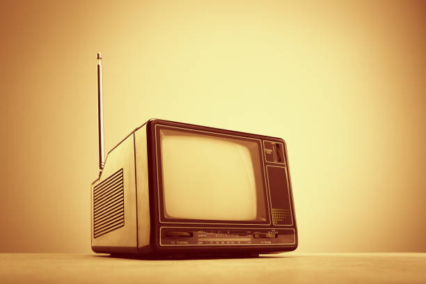 istock Old vintage television. Retro portable tv receiver 1555532242