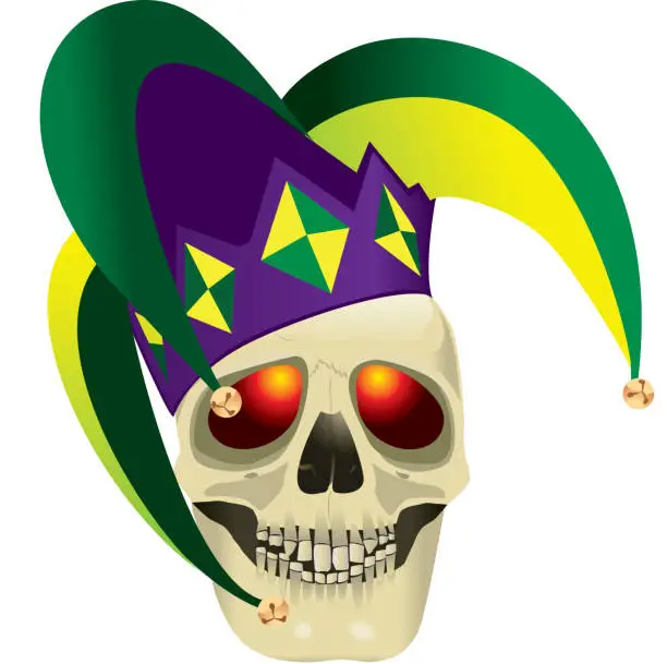 Vector illustration of Skull with Jester Hat