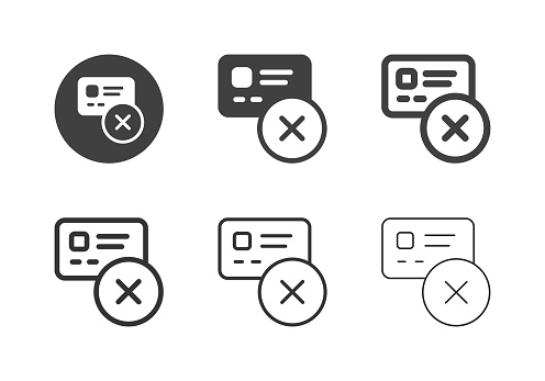 Credit Card Rejected Icons Multi Series Vector EPS File.