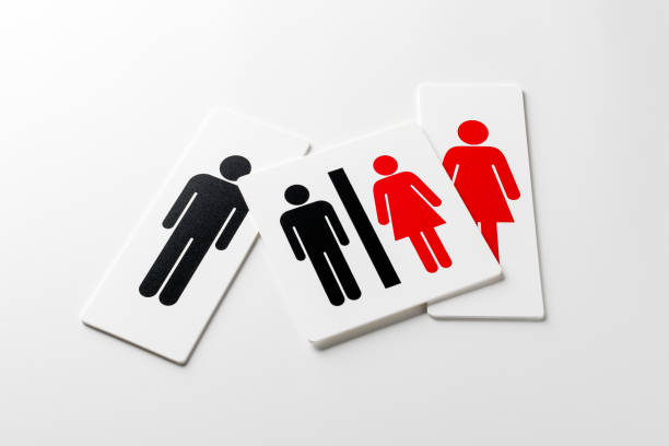istock Restroom sign on white background 1555564209