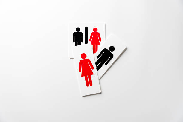 istock Restroom sign on white background 1555564718