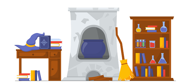 Wizard Room Vector Witchs Room Vector Concept Stock Illustration - Download Image Now ...