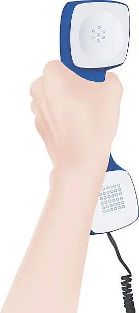 Vector illustration of Hand holding handset.