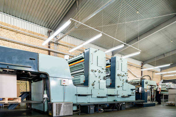 istock Press printing printshop Offset machine. Offset press is a printing machine designed to produce fine quality reproductions. 1555606598