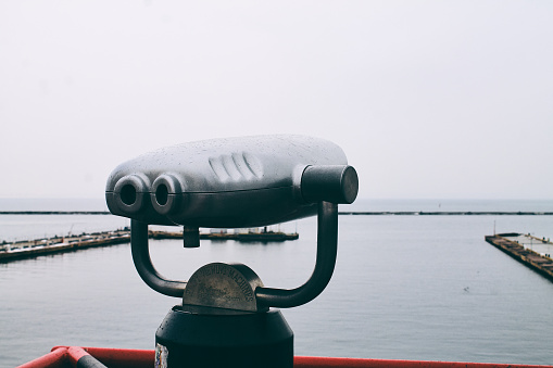 Viewing binoculars by the sea