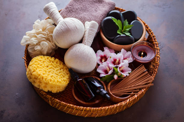 istock spa setting with hibiscus flowers on brown 1555623199