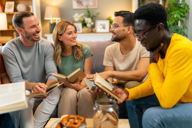 istock Group Of Friends Meeting For Book Group 1555680179