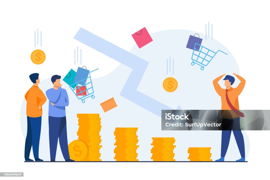 Falling Purchasing Power Decreasing Purchasing Power Chart Vector Illustration Stock ...