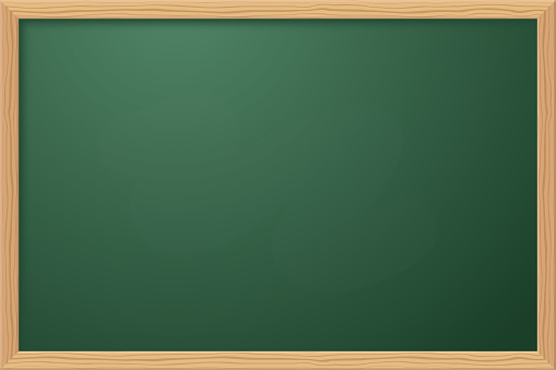 school chalkboard, empty template with wooden frame, green blackboard, vector background