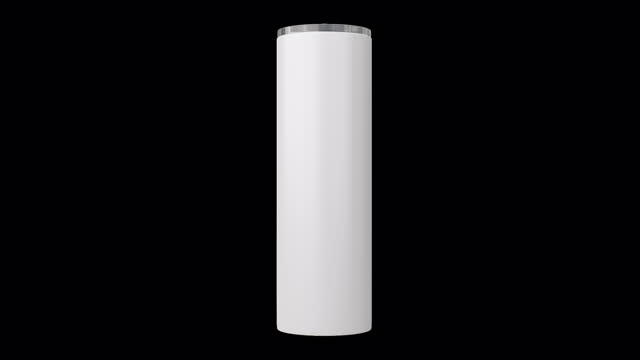 White 20 oz skinny tumbler on dark isolated background. Skinny 20 oz tumbler for sublimation. Thermo mug. 3d rendering