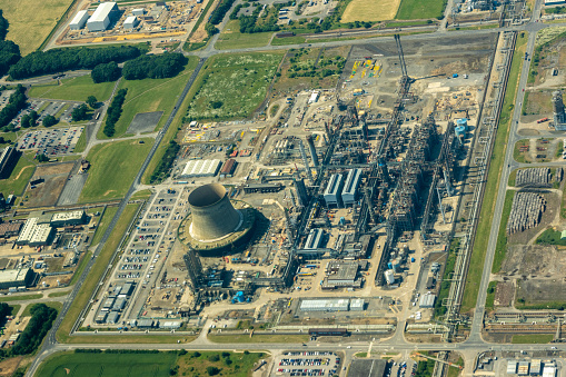 A giant power station in the United Kingdom, seen from the air.